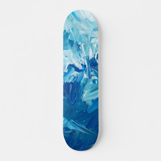 Abstracte blauwe verfgolven skateboard (Voorkant)