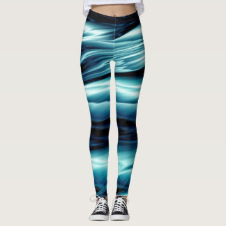 Abstracte blauwe watergolven leggings
