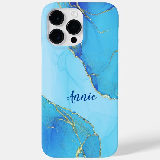ABSTRACTE BLAUWE WATERKLEUR GEPERSONALISEERD Case-Mate iPhone CASE (Achterkant)