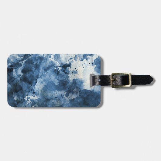 Abstracte blauwe waterverf achtergrond bagagelabel (Voorkant horizontaal)