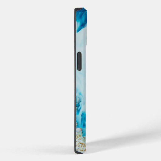 Abstracte blauwe Waterverf Gold Glitter Monogramed Case-Mate iPhone Case (Achterkant / Rechts)