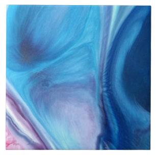 Abstracte blauwe Waterverf marmer Tegeltje
