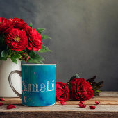 Abstracte blauwe waterverf mok koffie