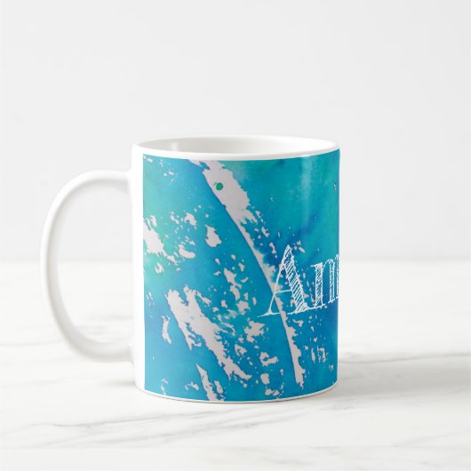 Abstracte blauwe waterverf mok koffie (Links)