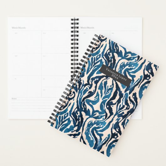 Abstracte blauwe Waterverf Patroonplank Planner (Display)