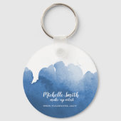 Abstracte blauwe waterverf splash maakt kunst omho sleutelhanger (Voorkant)
