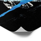 Abstracte blauwe zwarte witte Waterverf Art Poster (Hoek)