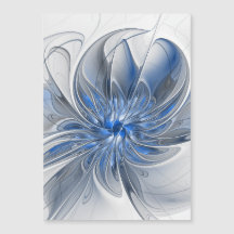 Abstracte blauwgrijze aquarel fractale kunst bloem