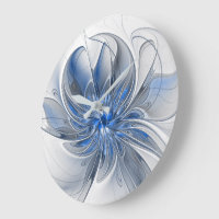 Abstracte blauwgrijze aquarel fractale kunst bloem