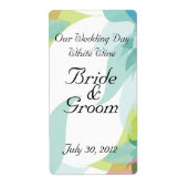 Abstracte Blauwgroen Bloemen Trouwwijn Avery Label (Voorkant)