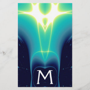 ABSTRACTE BLAUWGROEN BLUE TURQUOISE LICHTWAVELMONO BRIEFPAPIER