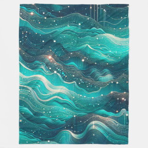 abstracte Blauwgroen en blauwe watergolven Fleece Deken