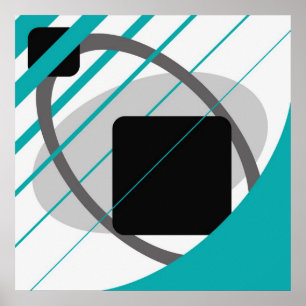 Abstracte Blauwgroen grijze off-White zwarte AP000 Poster