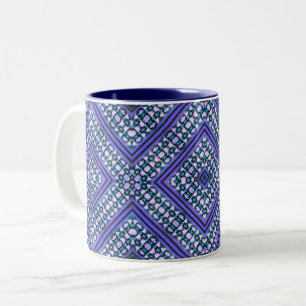 Abstracte Blauwgroen, Paarse en zwarte tribal geïn Tweekleurige Koffiemok