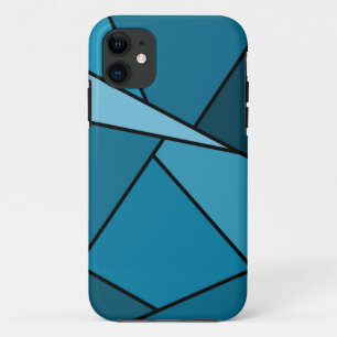 Abstracte Blauwgroen polygons iPhone 11 Hoesje