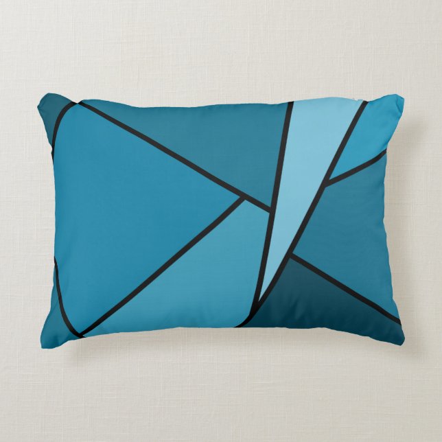 Abstracte Blauwgroen polygons Decoratief Kussen (Voorkant)