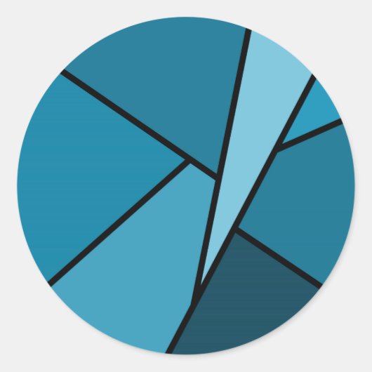 Abstracte Blauwgroen polygons Ronde Sticker (Voorkant)