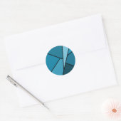 Abstracte Blauwgroen polygons Ronde Sticker (Envelop)