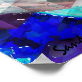 Abstracte blauwmatige Art Print (Hoek)