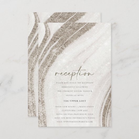 Abstracte Bleke goudmarmer Agate Wedding Reception Informatiekaartje (Voorkant / Achterkant)