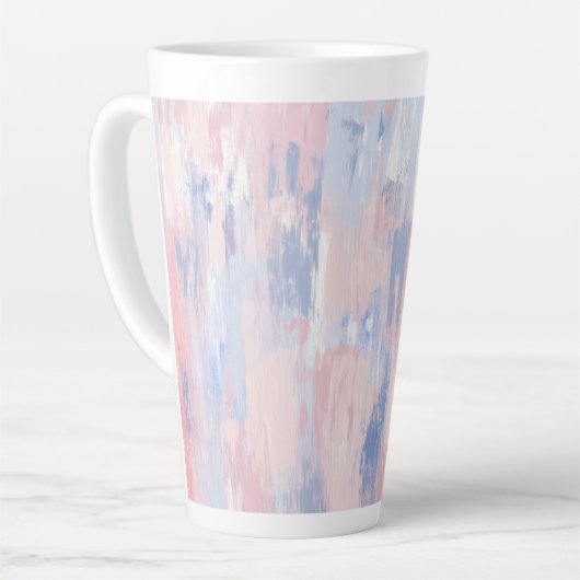 Abstracte blindheid en blauwe verf lijnen latte mok (Linkerhoek)