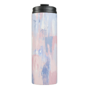 Abstracte blindheid en blauwe verf lijnen thermosbeker