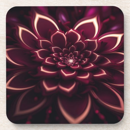 Abstracte bloeiende fractale kunst en schaduwen va bier onderzetter (Voorkant)