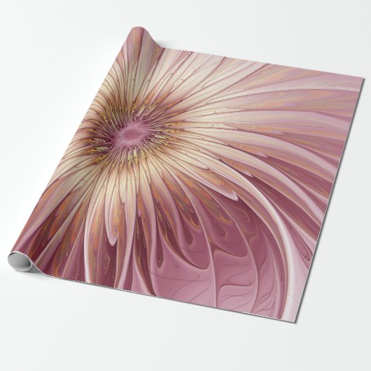 Abstracte bloeiende fractale kunst en schaduwen va cadeaupapier (Uitgerold)