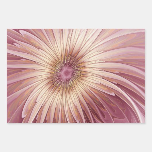 Abstracte bloeiende fractale kunst en schaduwen va inpakpapier vel (Voorkant 3)