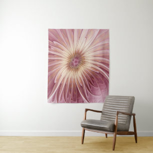 Abstracte bloeiende fractale kunst en schaduwen va wandkleed