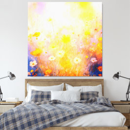abstracte bloeiende wilde bloemen canvas afdruk