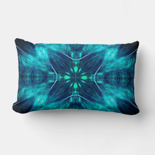 Abstracte bloem aqua en blauw fractaal ontwerp kussen