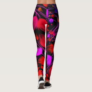 Abstracte bloem- en gebladerte waterkleur leggings