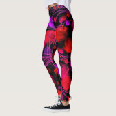 Abstracte bloem- en gebladerte waterkleur leggings (Links)
