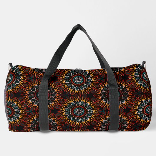 Abstracte Bloem Geometrische Ontwerp Duffel Bag Plunjezak (Achterkant)
