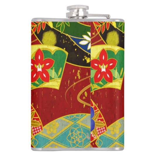 Abstracte bloem heupfles (Achterkant)