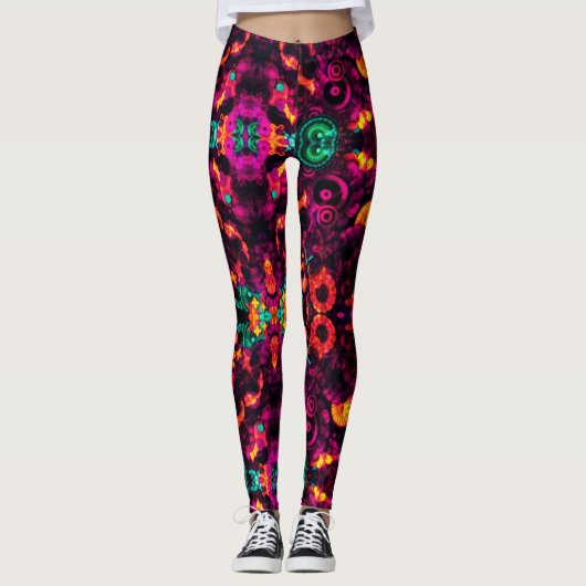Abstracte bloem leggings (Voorkant)