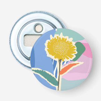 Abstracte Bloem Paardenbloem Kleurblokken Modern Button Flesopener