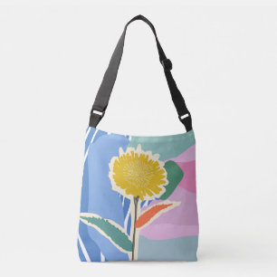 Abstracte Bloem Paardenbloem Kleurblokken Modern Crossbody Tas