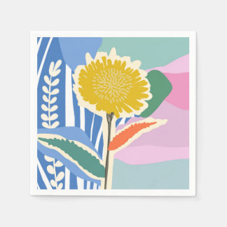 Abstracte Bloem Paardenbloem Kleurblokken Modern Servet
