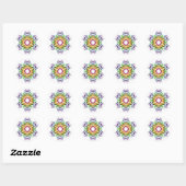 Abstracte bloem ronde sticker (Vel)