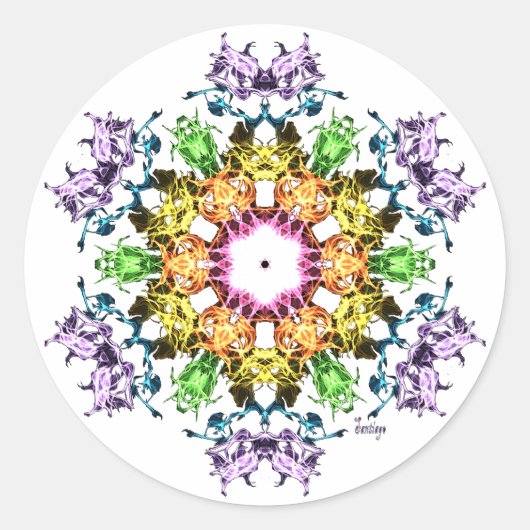 Abstracte bloem ronde sticker (Voorkant)