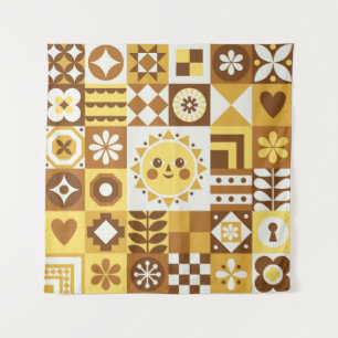 Abstracte bloem. Scandinavische en folkdes Wandkleed
