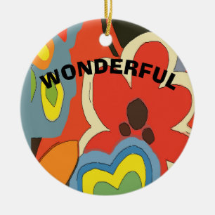 Abstracte Bloem, voeg tekst toe, bewerk tekst Keramisch Ornament