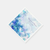 Abstracte bloemachtergrond blauw en wit monogram servetten (Hoek)