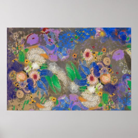 Abstracte bloemachtergrond van Odilon Redon. Poster (Voorkant)