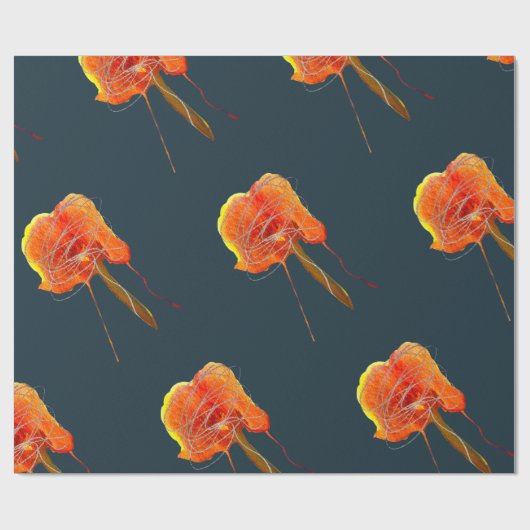 Abstracte bloembloem moderne kunst cadeaupapier (Vlak)