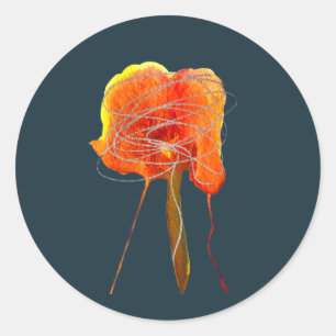 Abstracte bloembloem moderne kunst ronde sticker