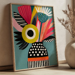 Abstracte Bloemboeket Vaas Kleurrijke Bloemschikki Poster