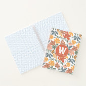 Abstracte bloembollen Mid Century Modern Monogram Notitieboek (Binnen)